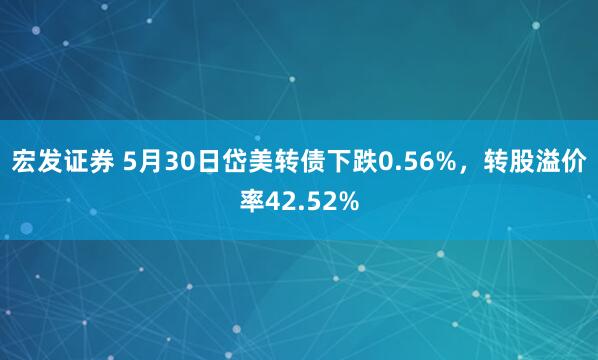 宏发证券 5月30日岱美转债下跌0.56%,转股溢价率42.52%
